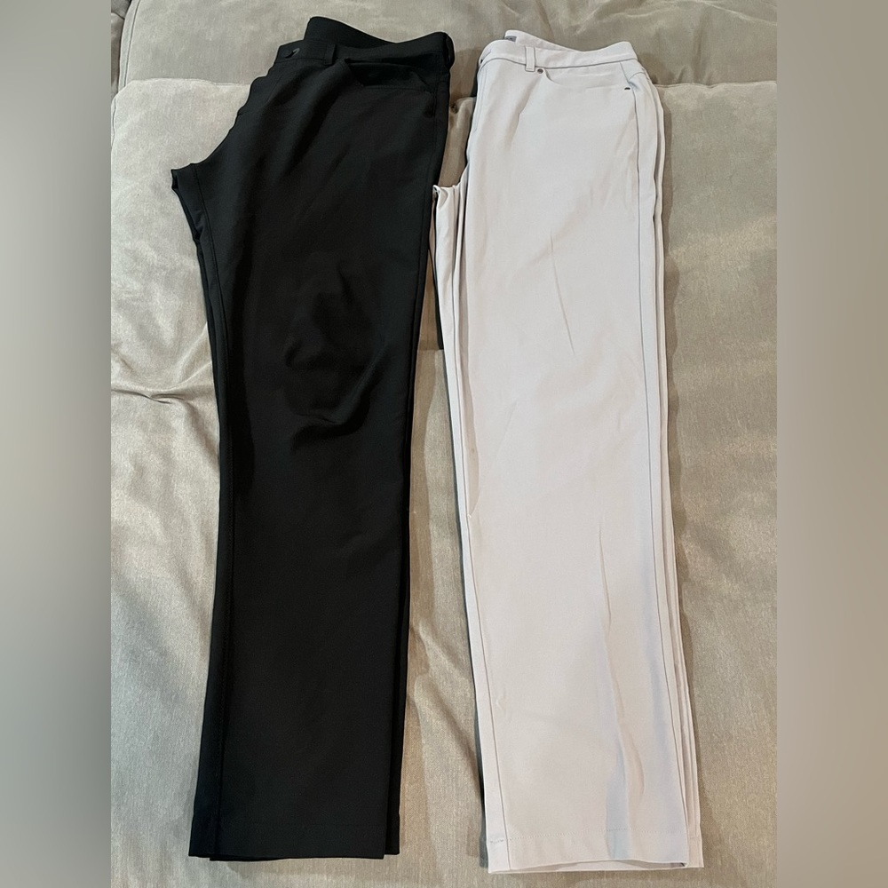 Public Rec Workday pants and VRST men’s limitless 5 pocket pants
